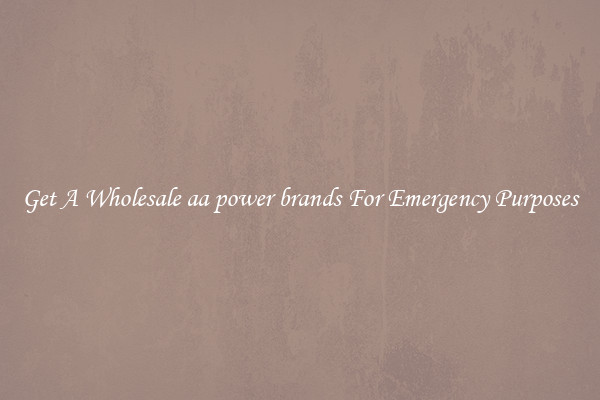 Get A Wholesale aa power brands For Emergency Purposes
