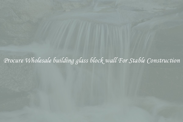 Procure Wholesale building glass block wall For Stable Construction